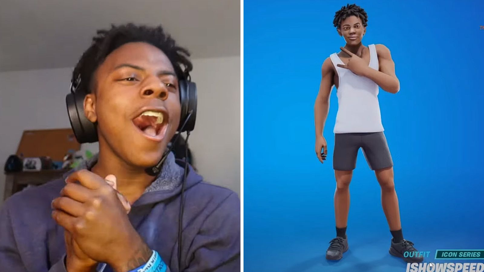 IShowSpeed è ingannato dal falso “serie di icone” Skin ed emote di Fortnite