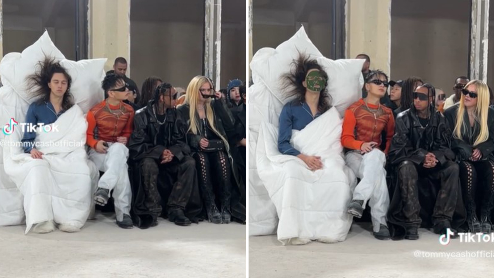 rapper dresses up like a bed at paris fashion week tyga avril lavigne 39